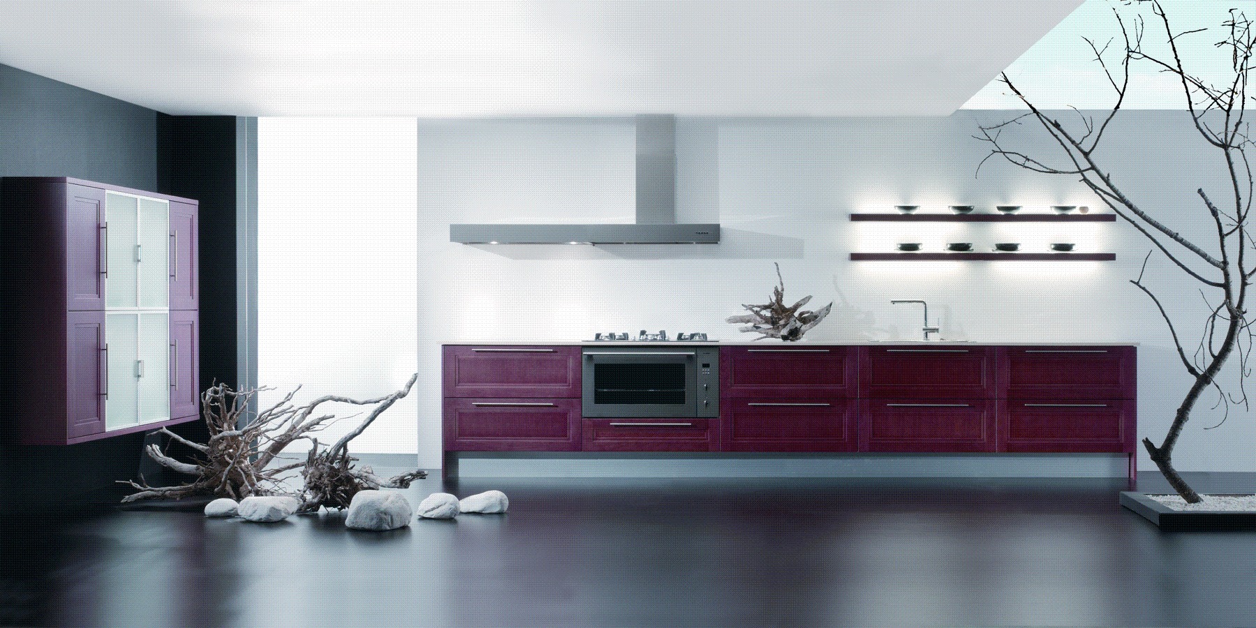 Toscana rechapado esmeralda combinado con vitrinas de aluminio plus 4