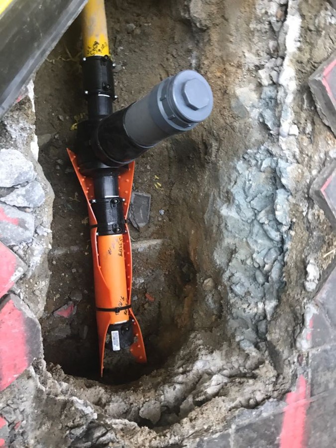 Reparación en tubo de polietileno enterrado