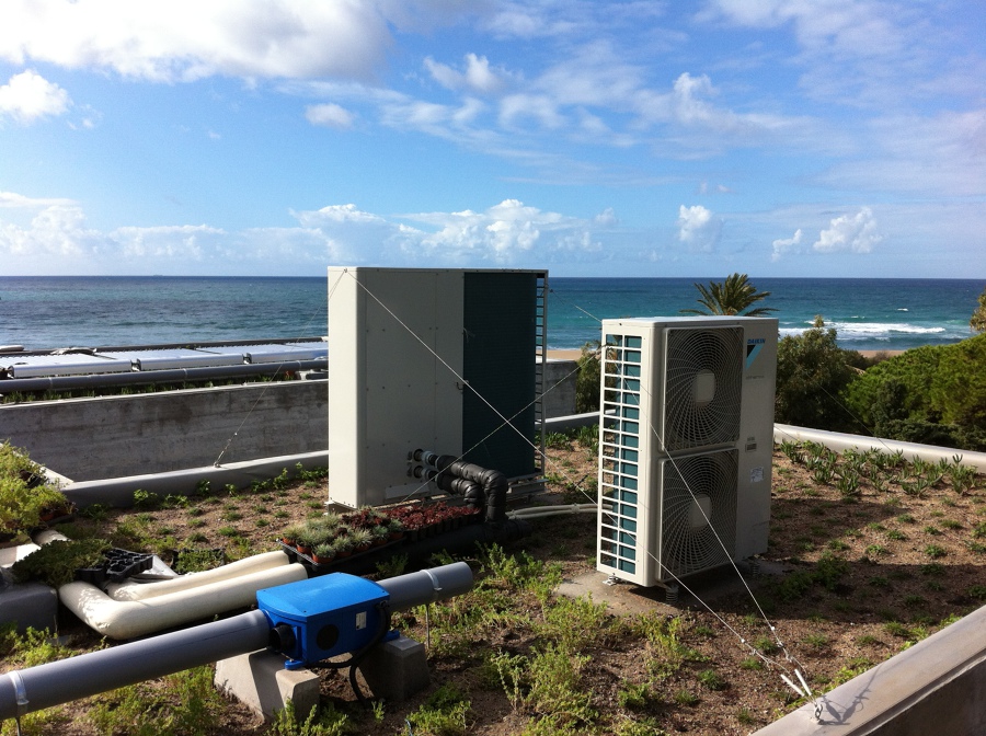 unidades exteriores sobre techo vejetal