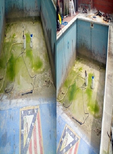 VASOS DE PISCINA EN MAL ESTADO.