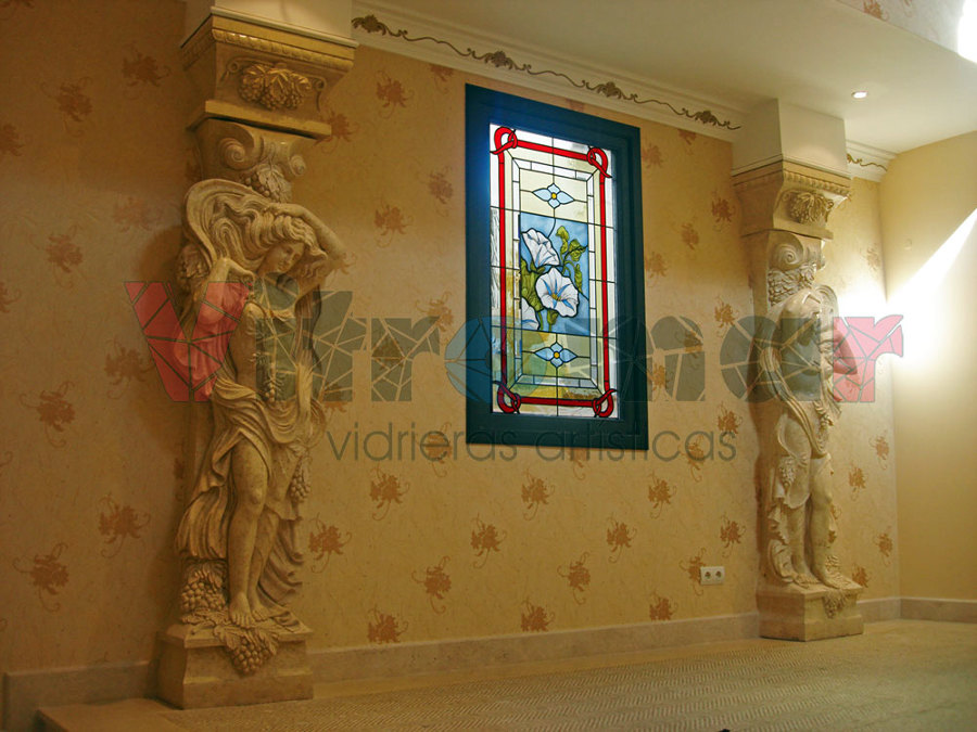Vidriera clasica campanillas a fuego