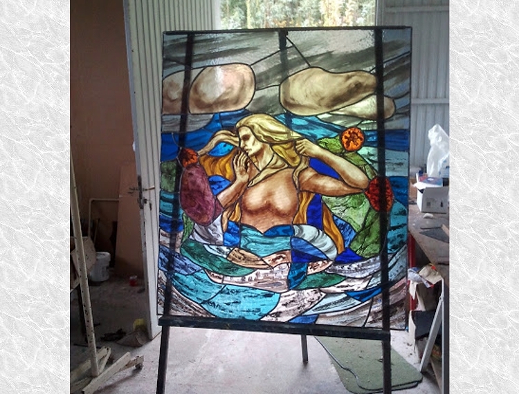 Vidriera emplomada de sirena
