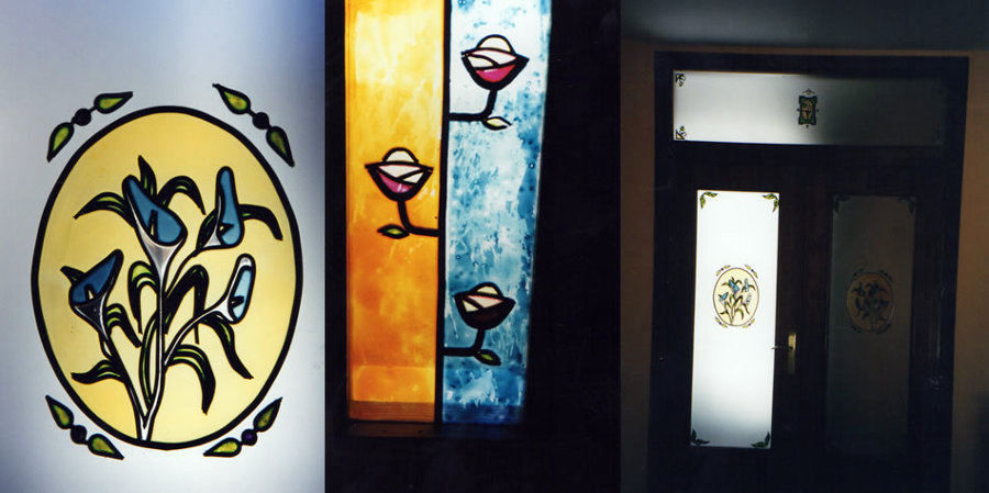Vidrieras interiores y exteriores con diseños personalizados.