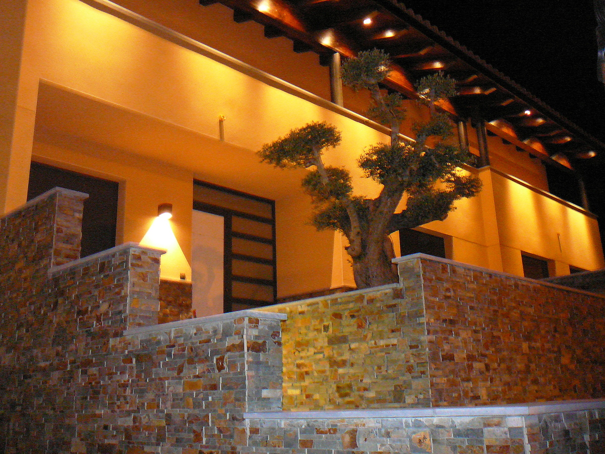 Vivienda unifamiliar aislada. De noche