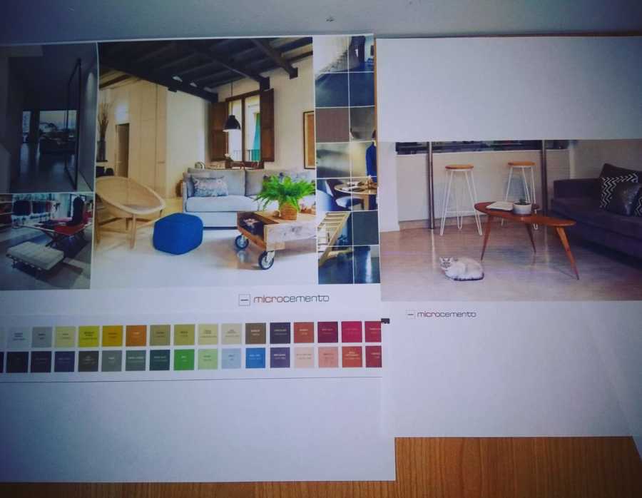 Muestrario de microcementos.