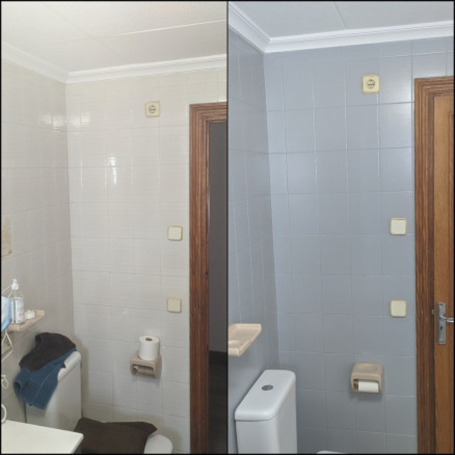 Pintura de azulejos en un baño