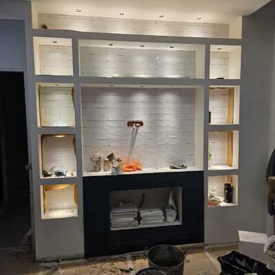 Salón reformado con mueble de pladur