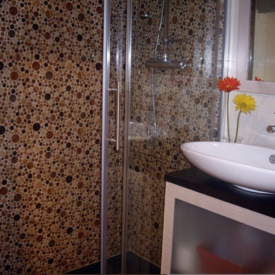 Zona ducha en gresite circulos