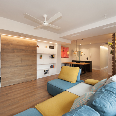 Salón con sofá modular