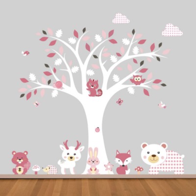 Vinilo decorativo arbol y animalitos