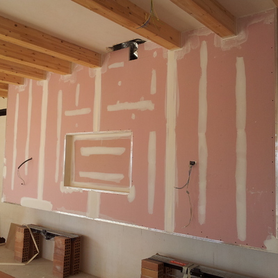 campana de dos chimeneas con nicho para tv