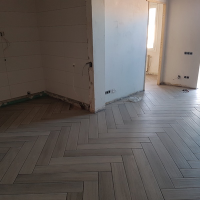 Pavimento a espiga y a cartabón