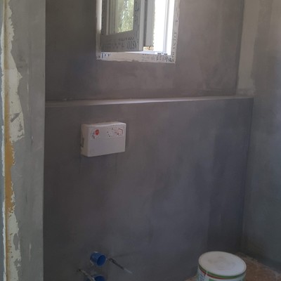 Plato de ducha un acabado con TECNO  CEMENTO. Cemento continuó