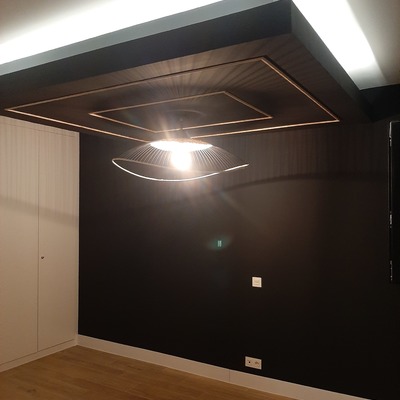 Pintura montaje de molduras y lampara