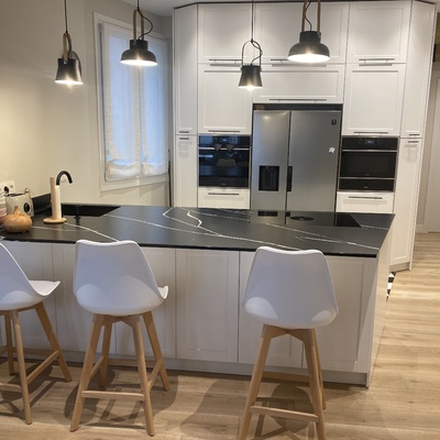 cocina roble patina lacada