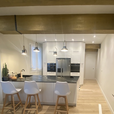 cocina roble patina lacada