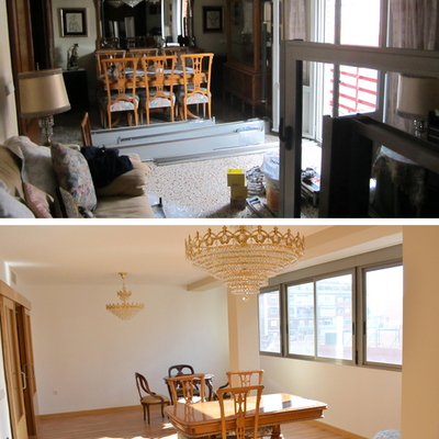 Antes y después salón vivienda