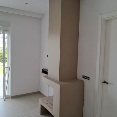 microcemento en chimenea