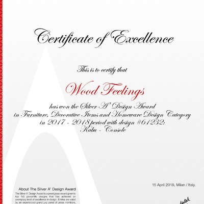 CERTIFICADO PREMIO A DESIGN AWARD 2017-2018