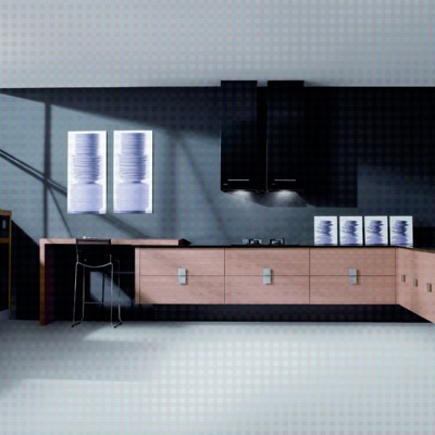 Aran rechapado ocre combinado con aran negro alto brillo de muebles suspendidos