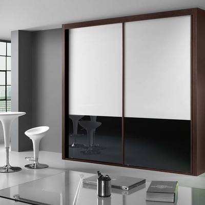 armario correderas cristal blanco y negro