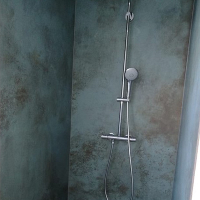 Ducha microcemento oxido cobre