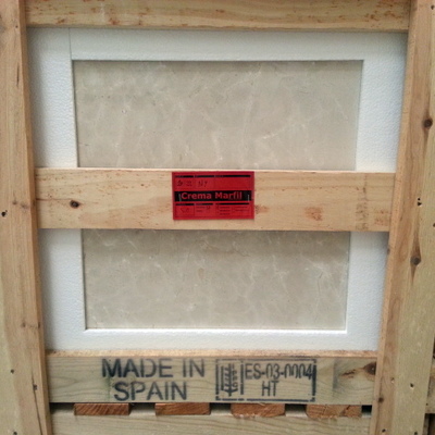 Baldosa en cajón de Marmol Crema Marfil calidad Primera