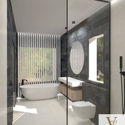 Diseño Baño negro y blanco