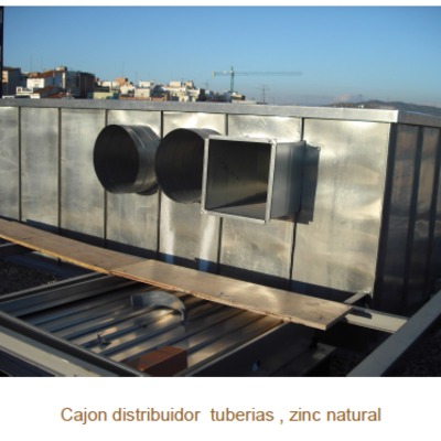 Cajón distribuidor tuberias, zinc natural