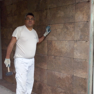 alicatado y solado de un porche