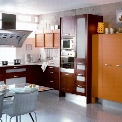 Carla rechapado  roble rojo combinado con aran texturado naranja