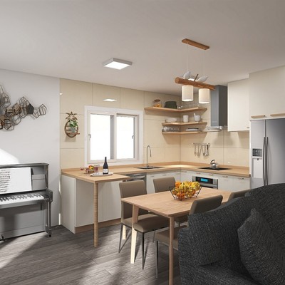 Cocina salón_ vivienda unifamiliar