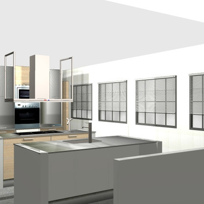 Cocinas minimalista para grades espacios