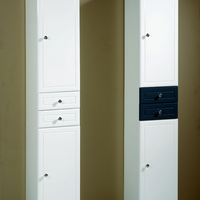 Columna 2 puertas 2 cajones 35 cm. Blanco / Azul Zanzibar