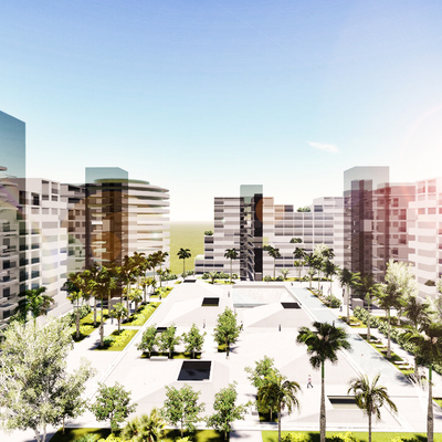 Complejo residencial y centro comercial