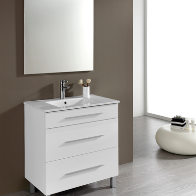 Conjunto Mueble de Baño Aris 80 cm. Tres Cajones Blanco