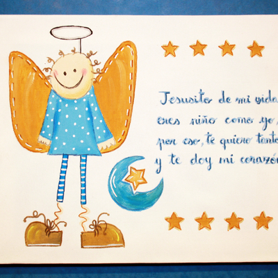 Cuadro infantil pintado a mano de jesusito de mi vida
