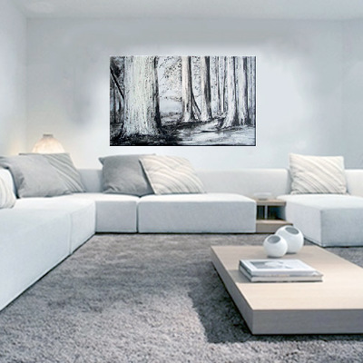 Cuadro paisaje en blanco y negro