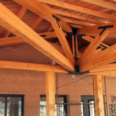 Decoración madera en porche