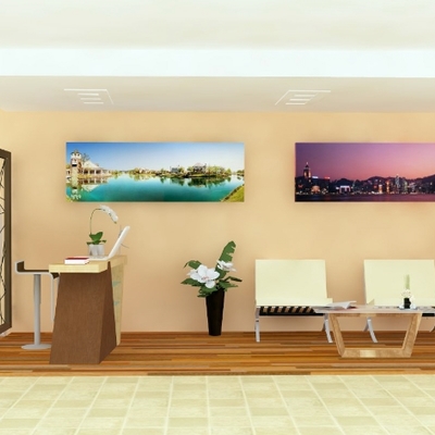 Decoración zona atención al cliente para centro fotográfico