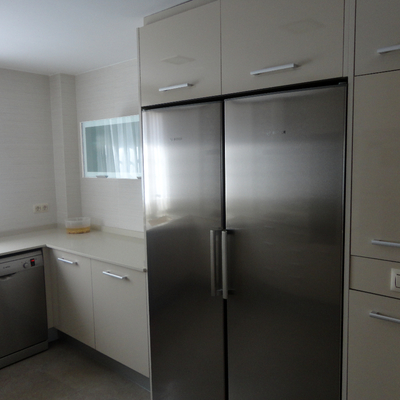 Detalle frigrifico mas congelador en acero