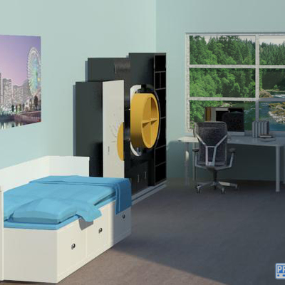 Diseño 3D dormitorio juvenil