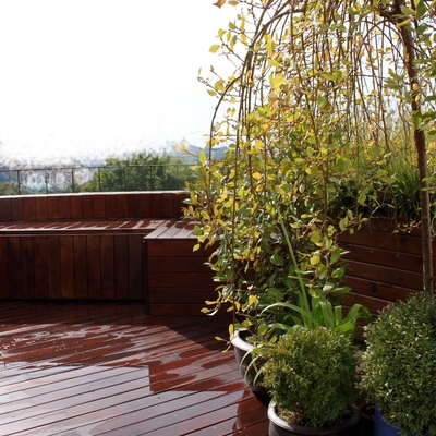 Diseño de jardín en ático. Jardín urbano. Madrid. 