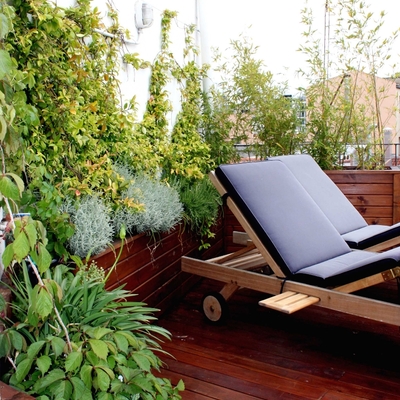 Diseño de jardín en ático. Jardín urbano. Madrid. 