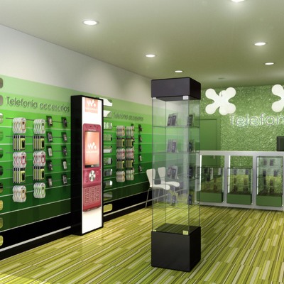 Diseño interiorismo de tienda telefonia móvil para red nacional