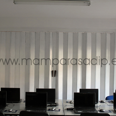 División con una mampara y puerta plegable