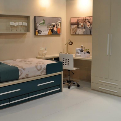 dormitorio juvenil con textil a conjunto