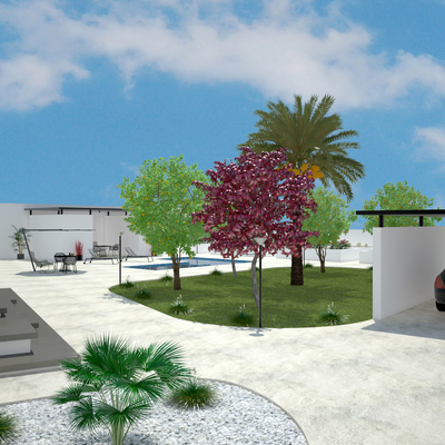 Infografía 3D de reforma integral de vivienda unifamiliar.