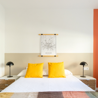 Decoración de dormitorio de coliving