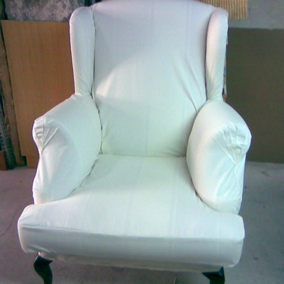 funda de lienzo a sillón orejero con cojín aparte